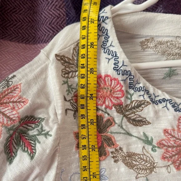 J. Jill Cream Tunic with Red and Green Embroidery - Picture 4 of 5